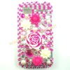 Detachable Hot Pink Flowers Design Jewel Hard Case Skin Surface for Samsung Galaxy S i9000