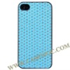 Diamond Design Hard Case for iPhone 4 with Leather Coated (Blue)