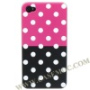 Double Colors Fashion Dots Hard Plastic Hard case for iPhone 4S/ iPhone 4(Black/Hot Pink)