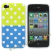 Double Colors Round Dots TPU Case Cover for iPhone 4S/ iPhone 4(Baby Bule/ Yellow)