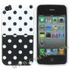 Double Colors Round Dots TPU Case Cover for iPhone 4S/ iPhone 4(black/white)