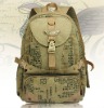 Double compartments brand canvas 16oz printing backpacks