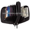 Double zip concertina leather credit card purse