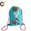 Drawstring backpack style polyester bag  with lovely rabbit logo