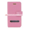 Durable Cute PU Leather Case Cover For Iphone 4(Pink)