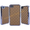 Electroplated Edge With Brown Rhombus Hard Protect Case Shell For iPhone 4G