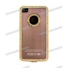 Electroplated Metal Back Case Cover for iPhone 4S/ iPhone 4 with Inner Cloth Surface(Brown)
