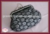 Elegant Black & Grey Lace Flower Satin Evening Wristlet Bag