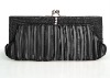 Elegant Black Satin Beads and Crystal Clasp Evening Handbag/clutch purse/evening bags