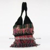 Ethnic Style Black Cotton Manual Twist Rope Tassels Shoulder Bag(Multicolor)