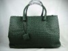 Famous brand newest design ladies weave leather handbags dark green