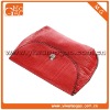 Fancy cute leather red snap closure clutch small beauty cosmetic bag for women
