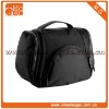 Fancy double zipper nylon black portable travel cosmetic pouch