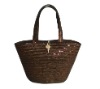 Fashinable brown wheat straw shoulder bag