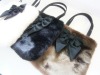 Fashion Autumn/Winter Black & Brown & White Hairy Evening/Tote Bag