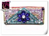 Fashion Beaded Leather Wallet with Facet Crystal Flower