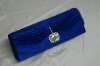 Fashion Beauty Blue Smooth Satin Handbag With Chain