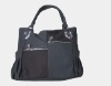 Fashion Black Pu  Ladies Handbag With Outside Pockets
