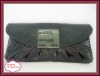 Fashion Black Striped PU Leather Evening Shoulder Bag