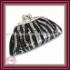 Fashion Black & White Computer Embroidery Clutch Evening Shoulder Bag