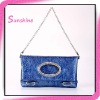 Fashion Blue snake vein Pu leather clutch bag