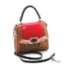 Fashion Box Handbag with a Touch of Country Look Flowery Pattern