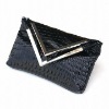 Fashion Durable Stripe Black PU Evening/Shoulder Bag