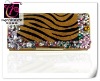 Fashion Facet  Crystal Flower Bead Trimed Zebra Pattern Leather Wallet