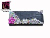 Fashion Facet Crystal Flower and Beaded Black Crocodile Pattern Leather Wallet and Purses