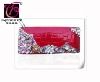 Fashion Facet Pink Crystal Flower and Beaded Red Crocodile Pattern Leather Wallet