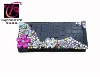 Fashion Facet Purple Crystal Flower and Beaded Black Crocodile Pattern Leather Wallet