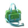 Fashion Handbag in Multi-color Shinny Material and Front Lock