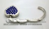 Fashion Heart shape crystal bag purse hanger