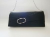 Fashion Ladies Black Satin Evening/Shoulder Bag