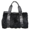 Fashion Leather Rabbit Fur Handbag