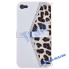 Fashion Leopard Electroplating Hard Case with Lace for iPhone 4 (White)