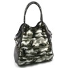 Fashion PU Tote Handbag with Camouflage Fur