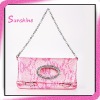 Fashion Pink snake vein Pu leather evening bag