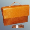 Fashion Top Genuine Leather Briefcase with tan color