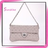 Fashion apricot pu ladies evening beaded handbags