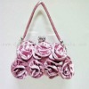 Fashion beatiful pink Rose ladies Satin Evening Bag