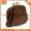 Fashion beautifully leather brown heart shaped clip closure mini coin wallet