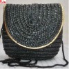 Fashion black beach natural straw bag