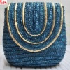 Fashion blue beach natural straw bag