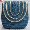 Fashion blue beach natural straw bag