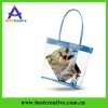 Fashion blue pvc handle beach bag