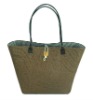 Fashion- brown straw woven beach bag