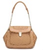 Fashion brown weaven women leather shoulder bag