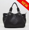 Fashion cow leather weave lady tote bag