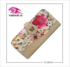 Fashion flower style lady wallet made of high quanlity cow leather